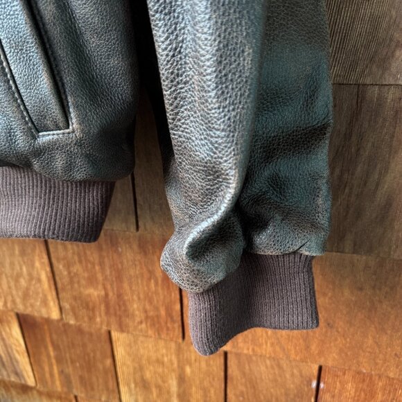 VTG Saxon Premium Leather Red Robin Burgers Aviator Jacket in Men's XXL - Picture 5 of 15